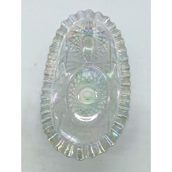 Vintage LE Smith Iridescent Carnival Glass 7" Relish Candy Nut Dish - Picture 5 of 8